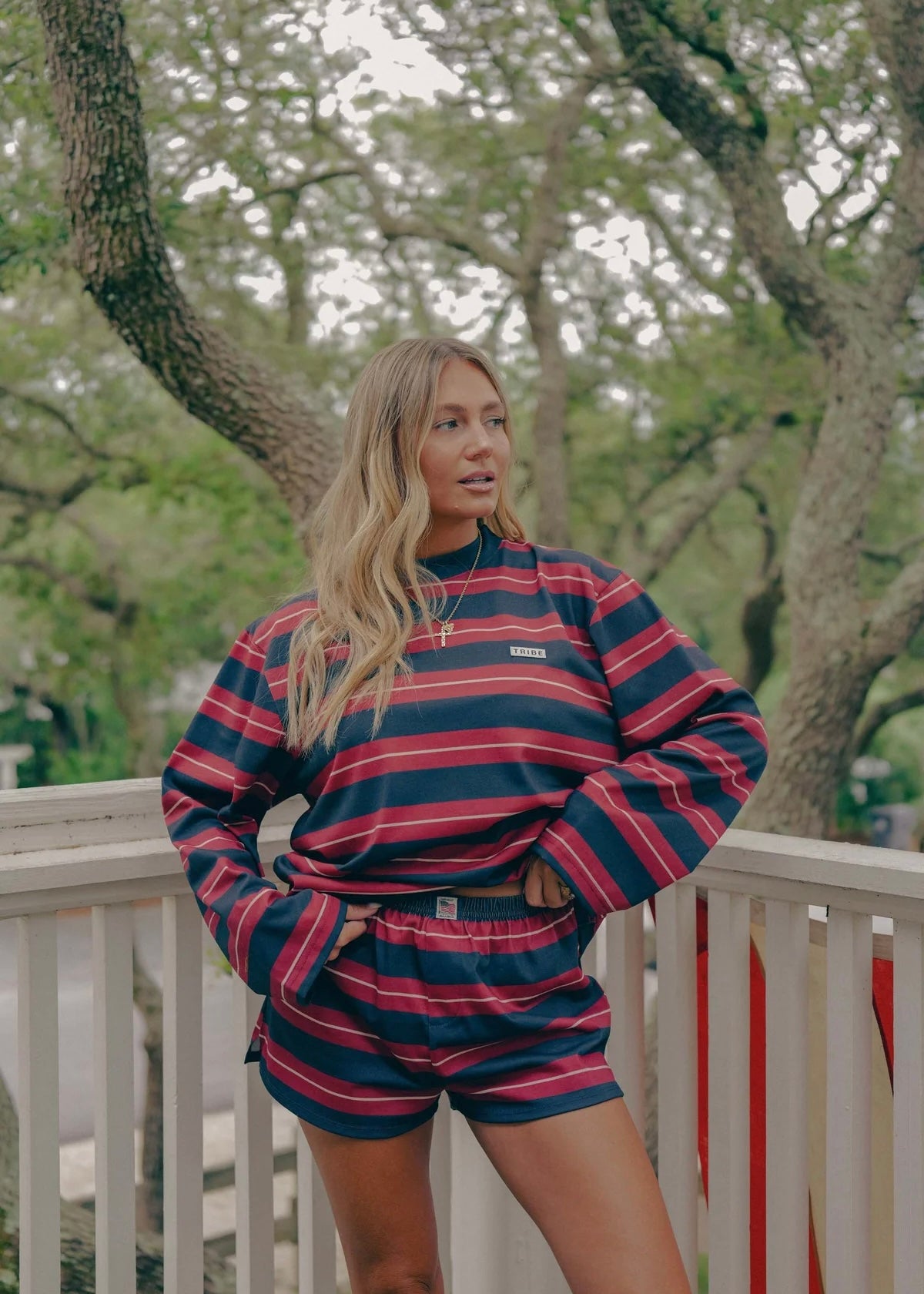 American Made striped wide sleeve