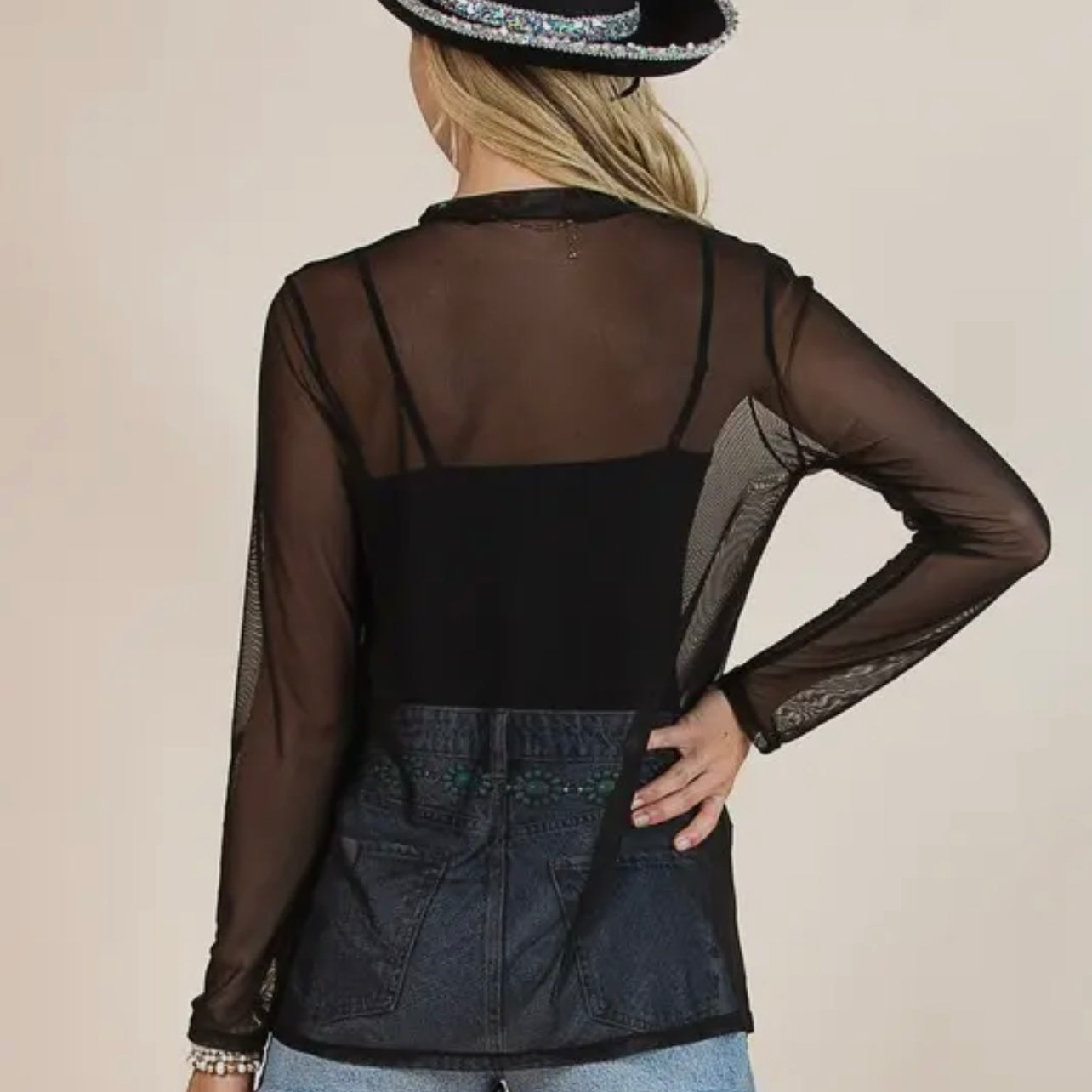 Black on Black Mesh Top