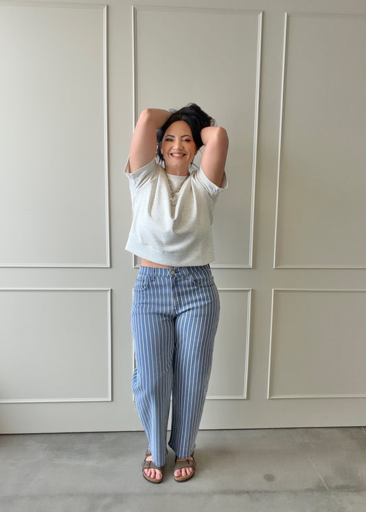 The Harbor Stripe Barrel Jean