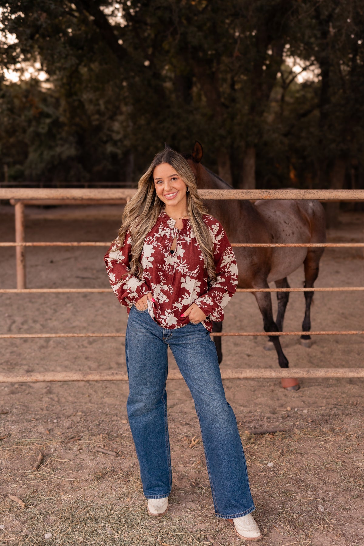 Etta Bordeaux Floral Top