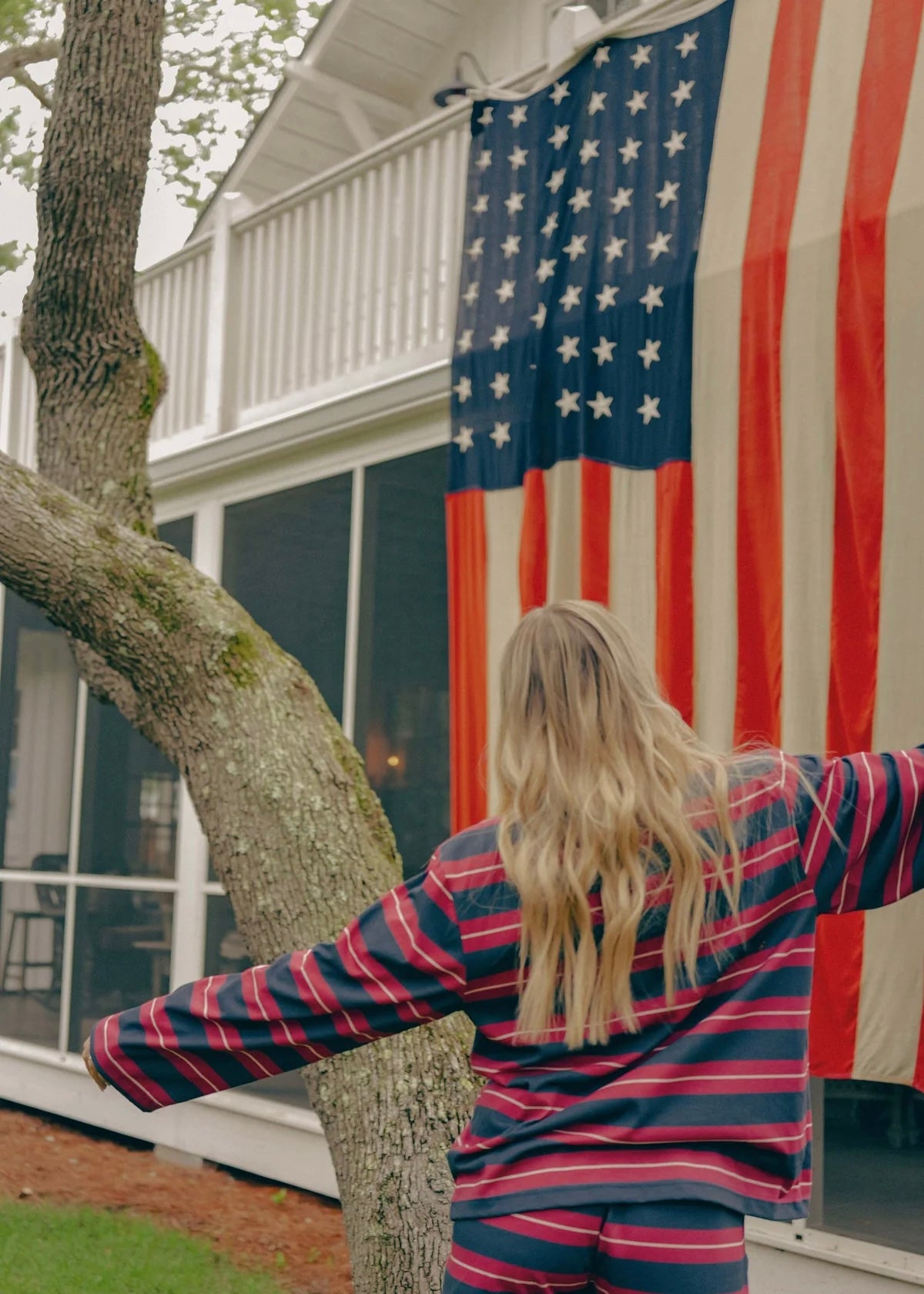 American Made striped wide sleeve