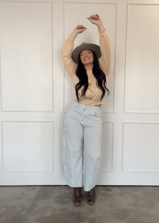 The Greenwood Stripe Barrel Jean