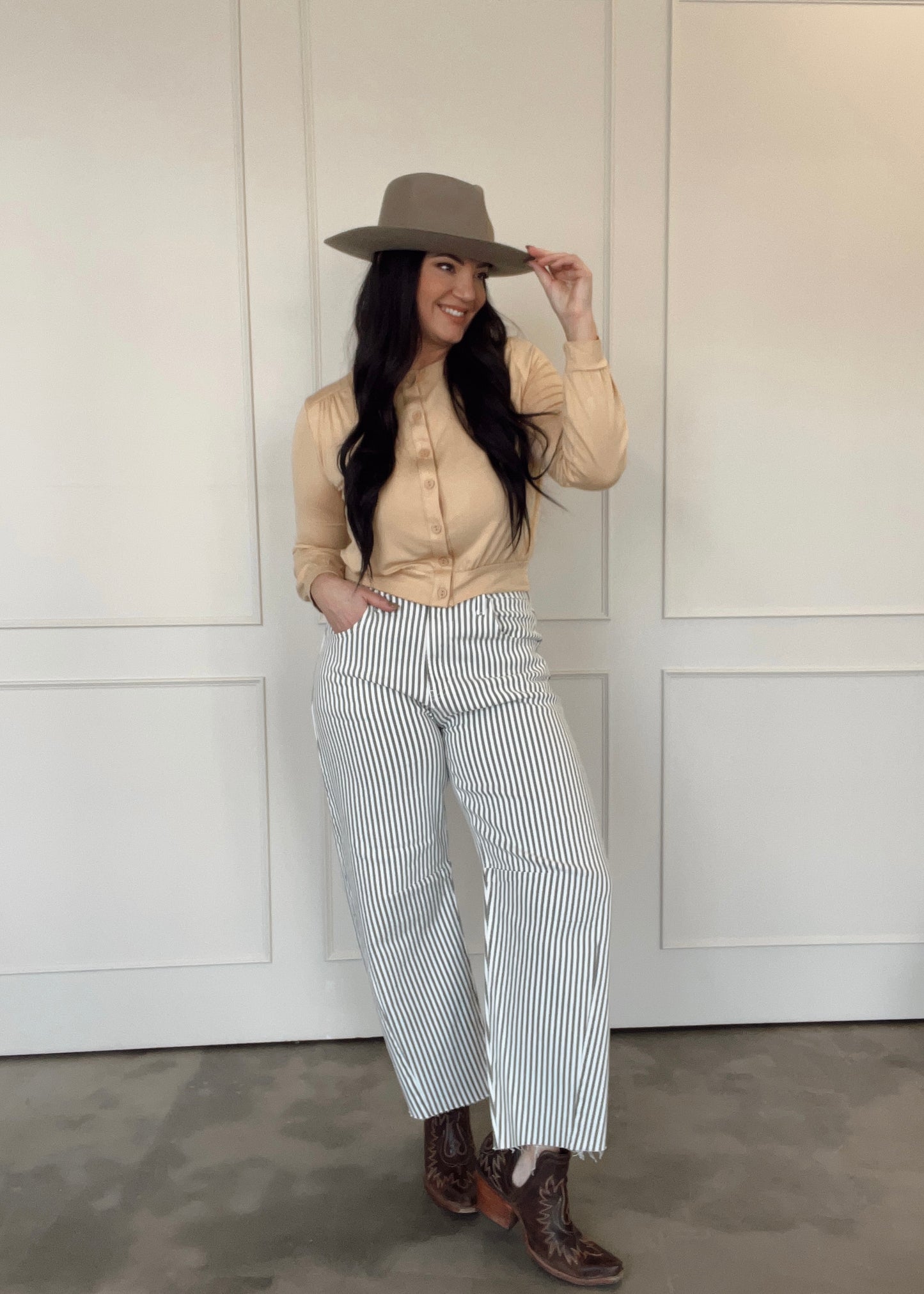 The Greenwood Stripe Barrel Jean